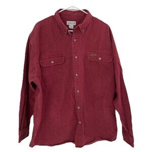 Men's Carhartt Heavyweight Chamois Shirt Red Long Sleeve Size XL